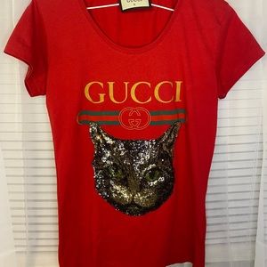 Authentic Gucci sequence kitty tee.
